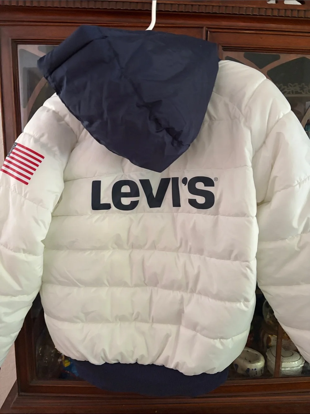 Levi's White Jacket with Navy Trim